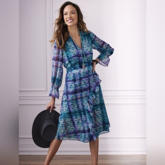 New Soft Surroundings Carriage Court Ruffle Dress Size L - Picture 1 of 7